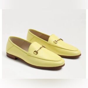Sam Edelman Loraine Butter Yellow Almond Toe Slip On Stacked Heel Fashion Loafer